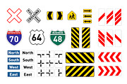 Different warning road signs