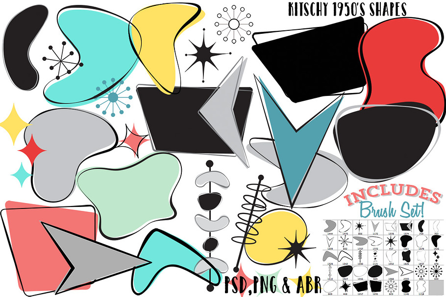 Kitschy 1950's Shapes +Bonus Brushes in Illustrations - product preview 8