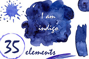 Watercolor Clipart - I am indigo