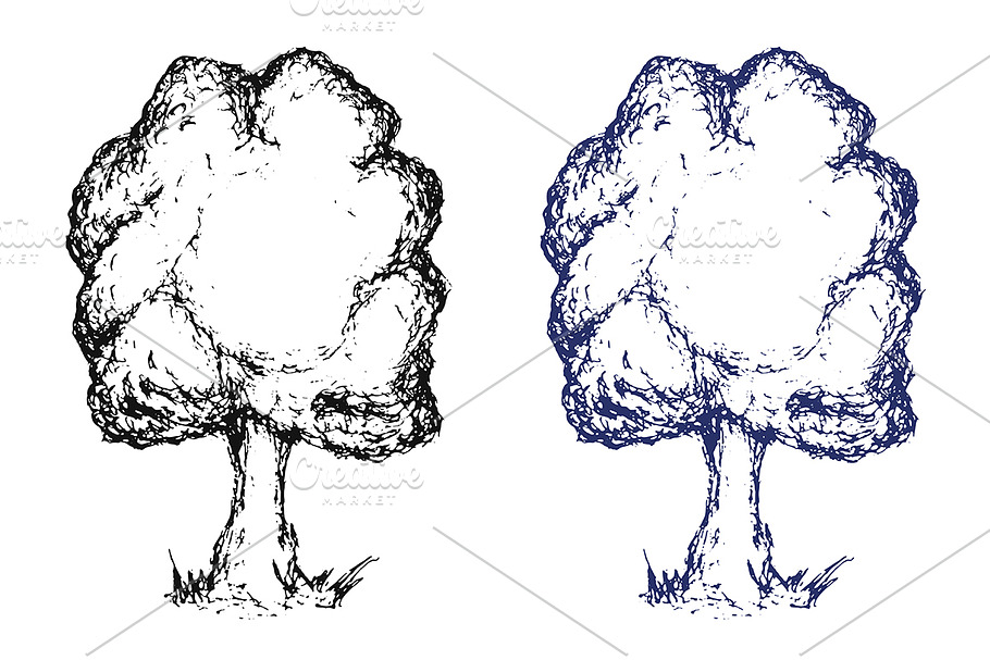 Hand drawn sketch tree. Vector