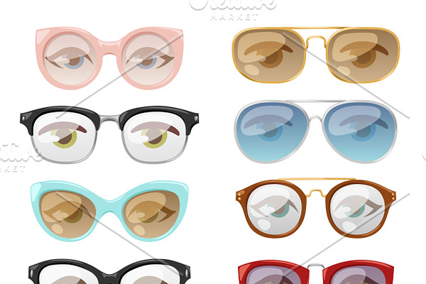 Glasses human eye vector set