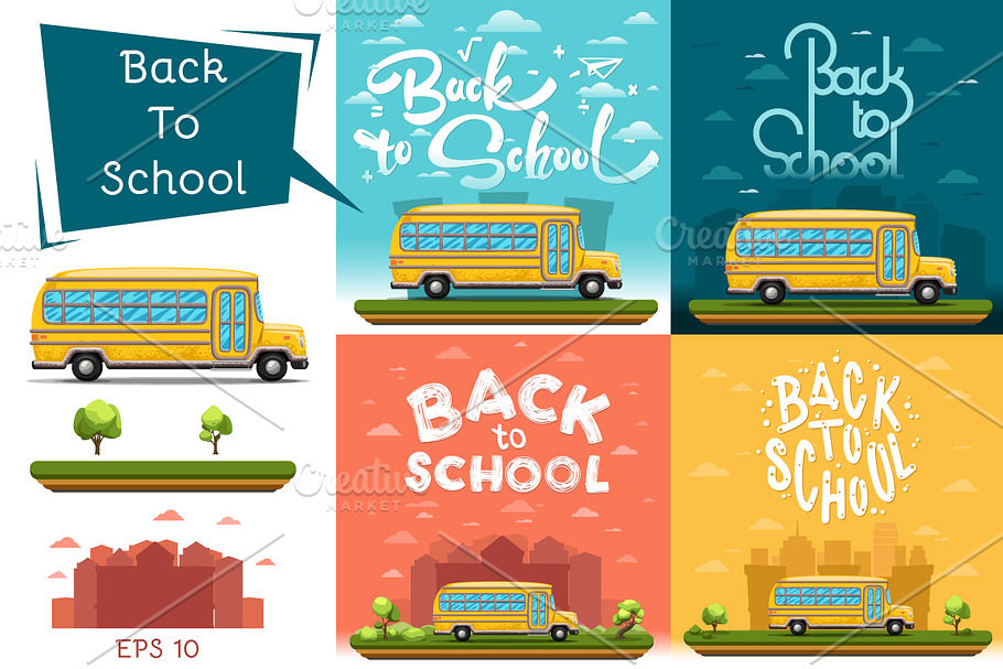 School bus on landscape in Objects - product preview 8