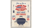 Vintage Labor Day Barbecue poster.