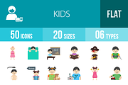 50 Kids Flat Multicolor Icons