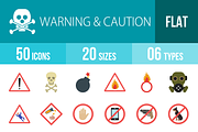 50 Warning Flat Multicolor Icons