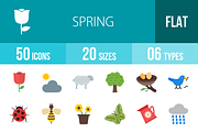 50 Spring Flat Multicolor Icons