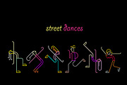 Street Dances neon vector artwork