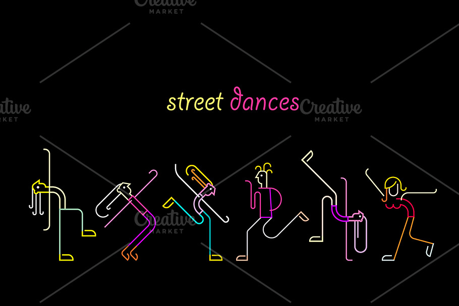 Street Dances neon vector artwork