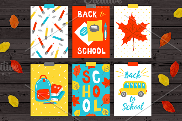 12 School Cards + Bonus Patterns in Illustrations - product preview 1