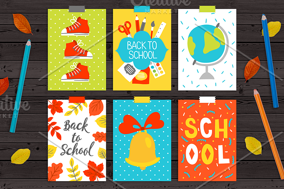 12 School Cards + Bonus Patterns in Illustrations - product preview 2