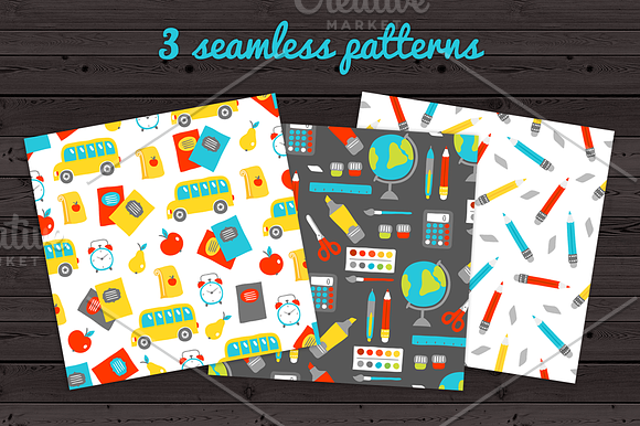 12 School Cards + Bonus Patterns in Illustrations - product preview 3