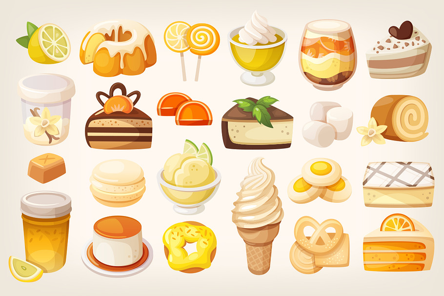 Lemon orange and vanilla sweets in Illustrations - product preview 8