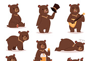 Cartoon bear vector set