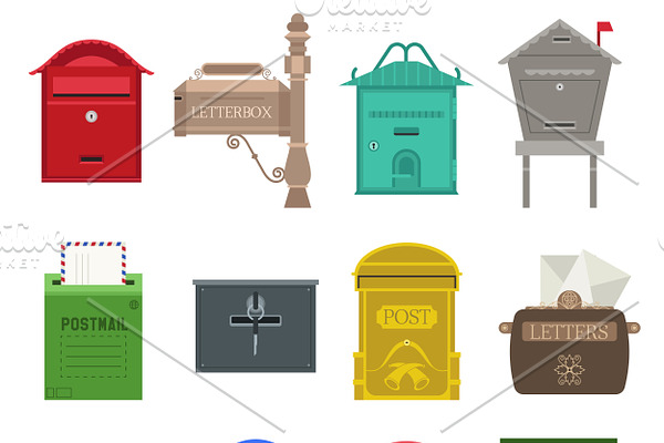 Post mail box vector set