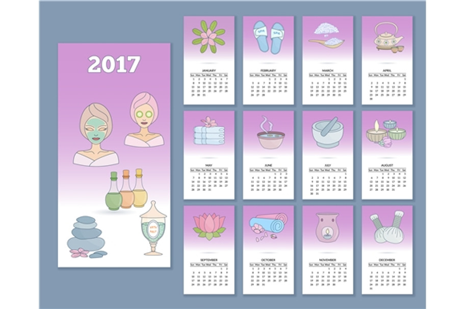 Thai massage monthly calendar 2017