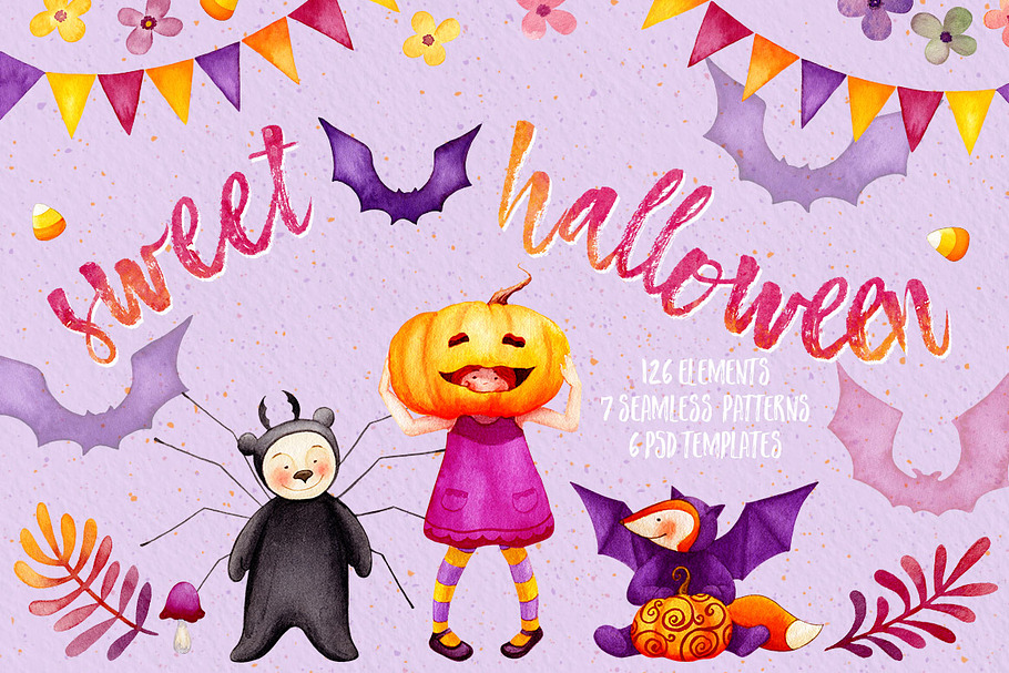 Sweet Halloween - Fall Watercolor
