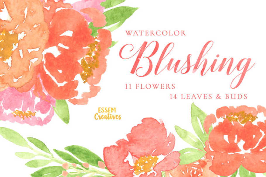 Pink Watercolor Peonies Clipart in Illustrations - product preview 8