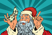 Santa Claus with money