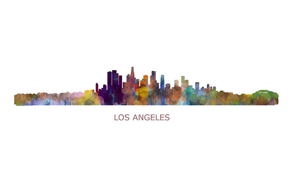 12x Files Pack Los Angeles Skylines in Illustrations - product preview 1