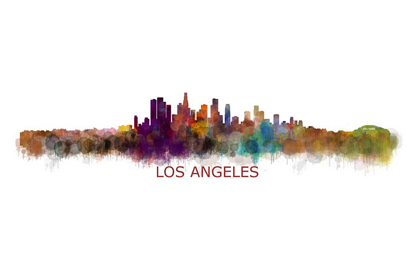 12x Files Pack Los Angeles Skylines in Illustrations - product preview 2
