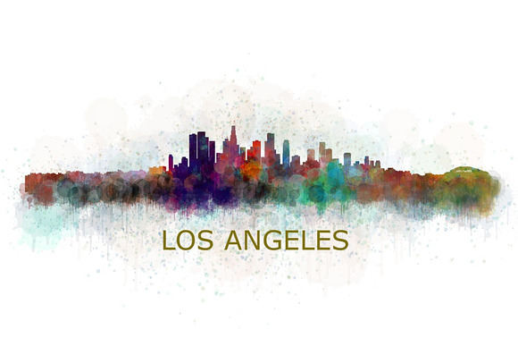12x Files Pack Los Angeles Skylines in Illustrations - product preview 5