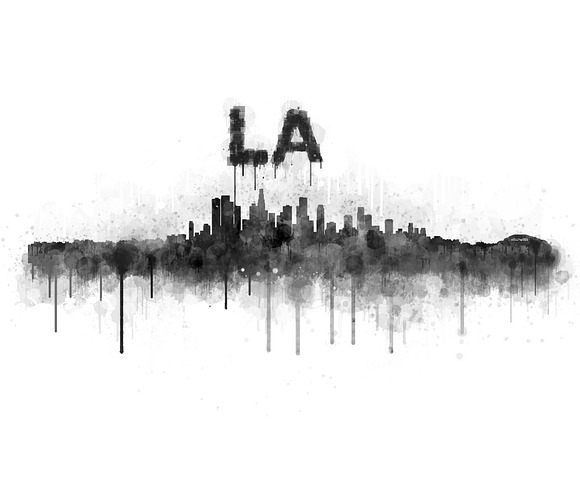 12x Files Pack Los Angeles Skylines in Illustrations - product preview 6