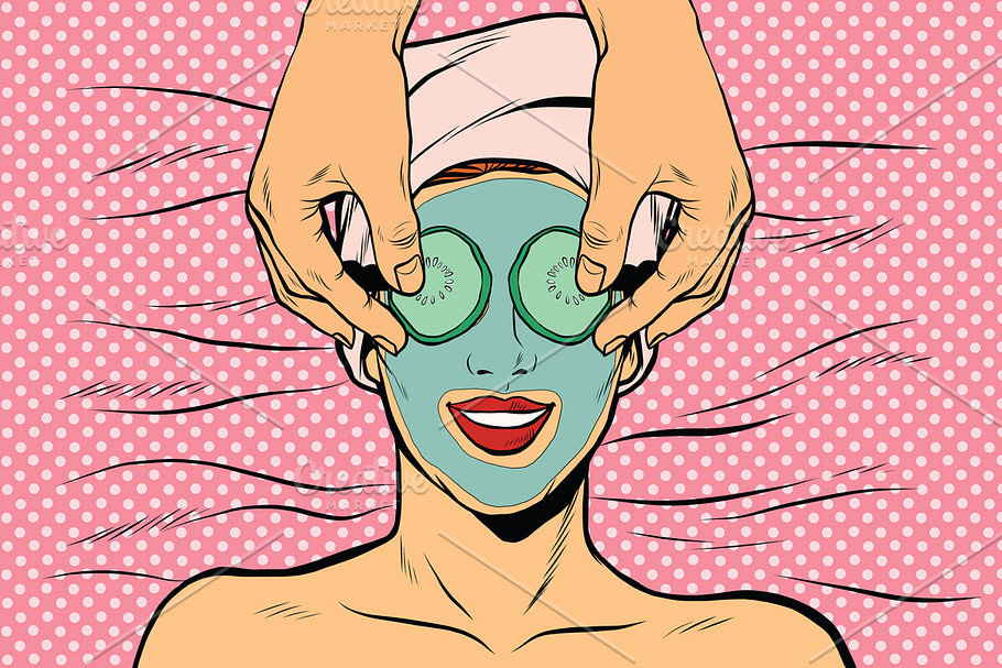 Woman with fruit beauty mask in Illustrations - product preview 8