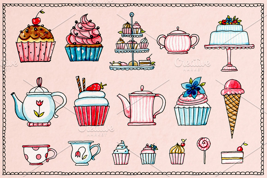 'Cutie Pie' raster set in Illustrations - product preview 8