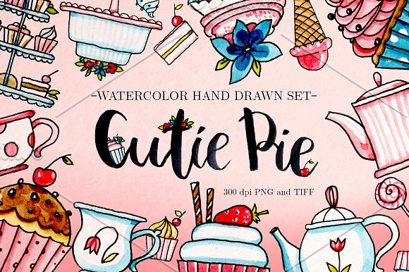 'Cutie Pie' raster set in Illustrations - product preview 1