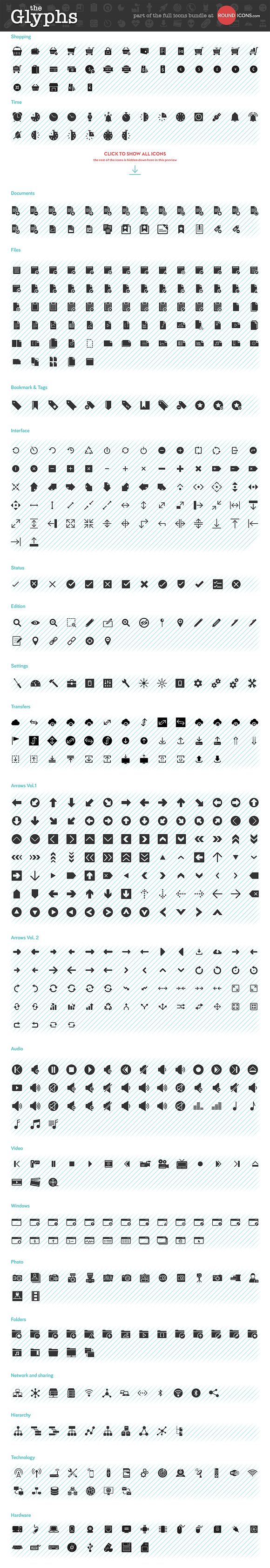 The Glyphs 1700 icons & symbols in Glyph Icons - product preview 1