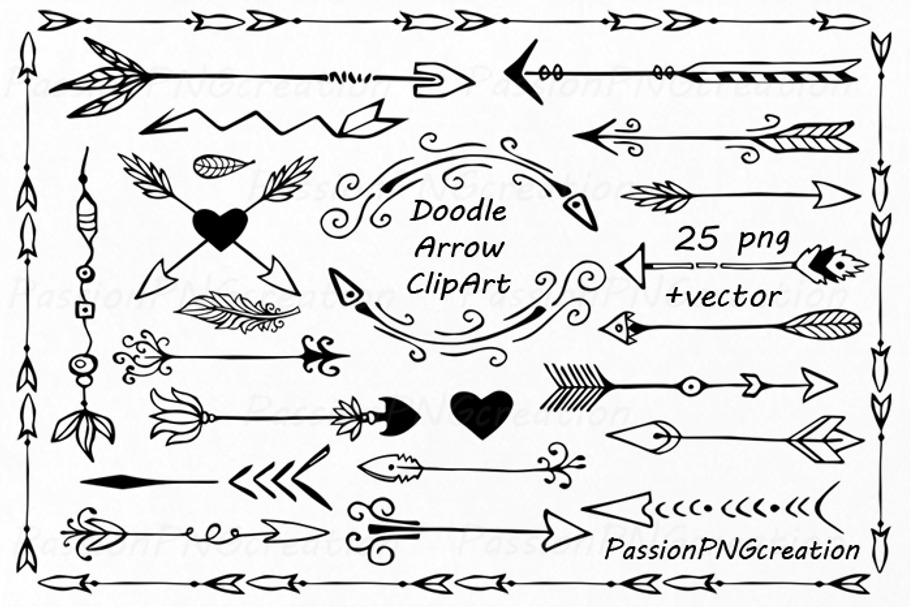 Hand Drawn Arrows Clipart in Illustrations - product preview 8