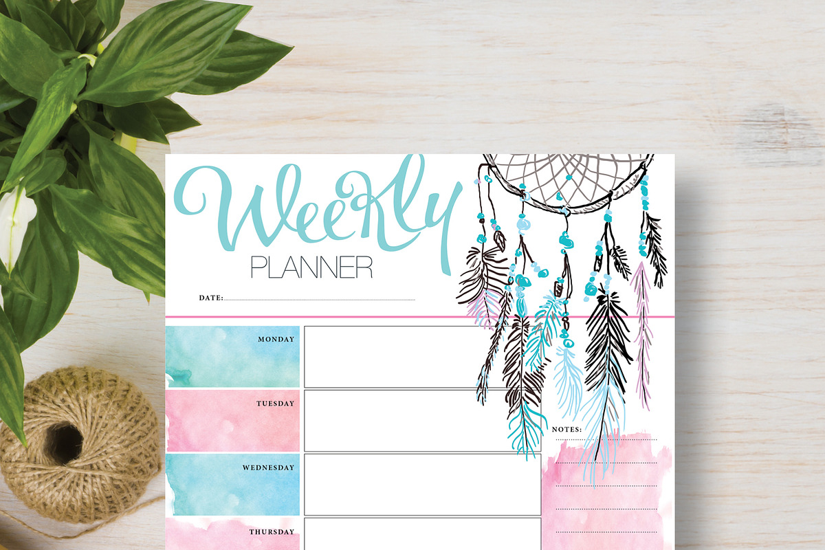 Dream Catcher Printable A4 & A5  in Stationery Templates - product preview 8