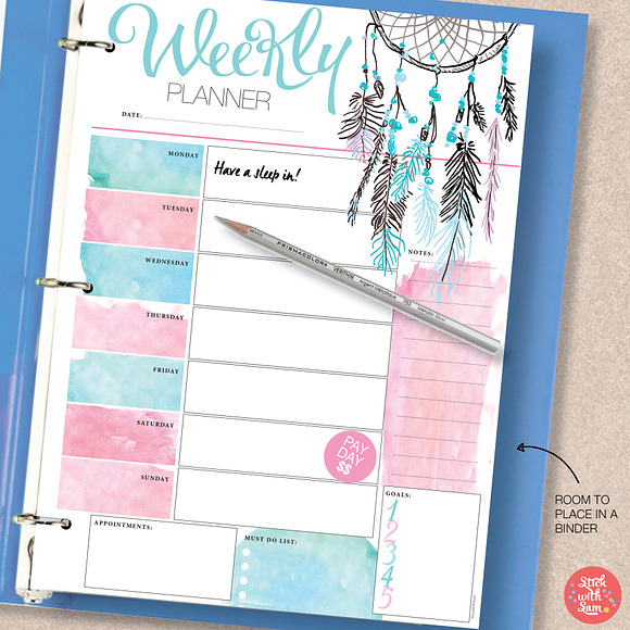 Dream Catcher Printable A4 & A5  in Stationery Templates - product preview 2