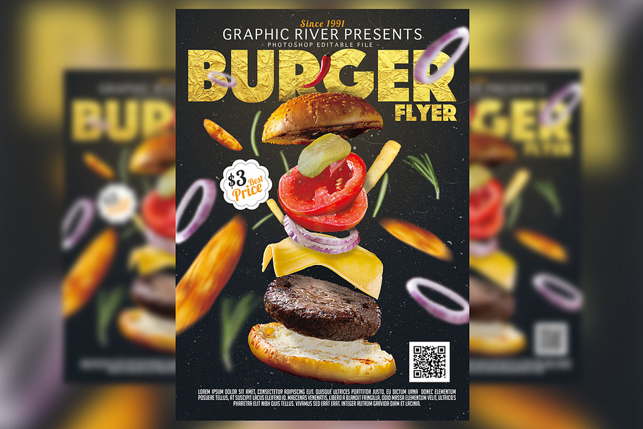 Burger Flyer template  in Flyer Templates - product preview 8