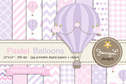 Pastel Hot Air Balloon Digital Paper