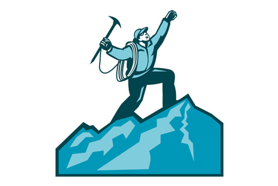 Mountain Climber Summit Retro in Illustrations - product preview 8