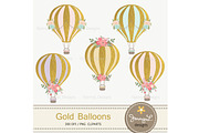 Gold Hot Air Balloon Clipart