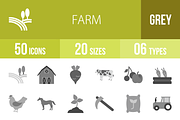 50 Farm Greyscale Icons