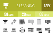 50 E Learning Greyscale Icons