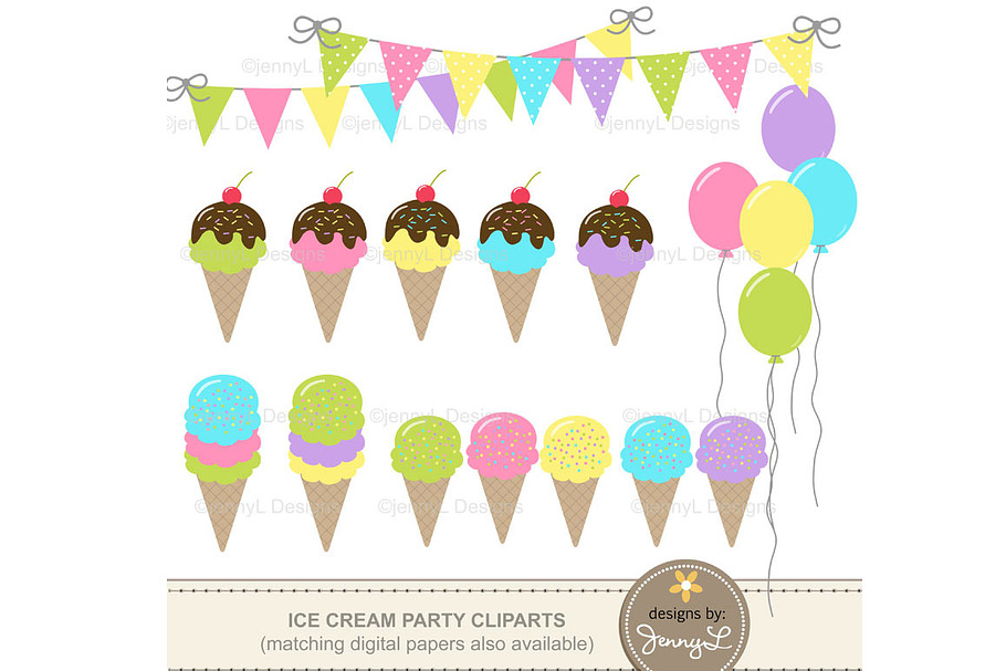 Ice Cream Party Cliparts
