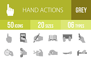 50 Hand Actions Greyscale Icons