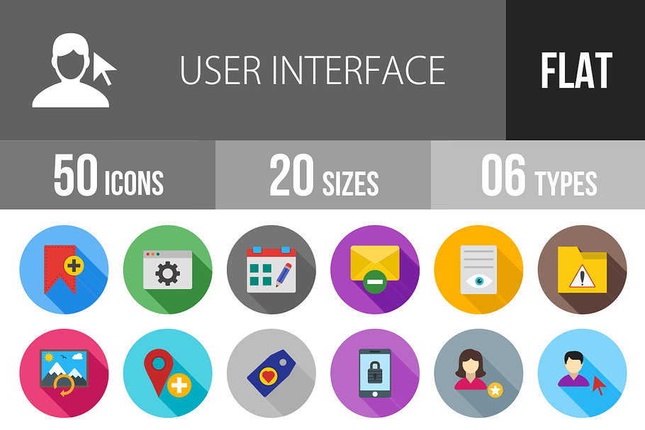 50 Interface Flat Shadowed Icons