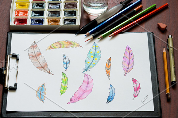 Fantastic colored feathers in Illustrations - product preview 1