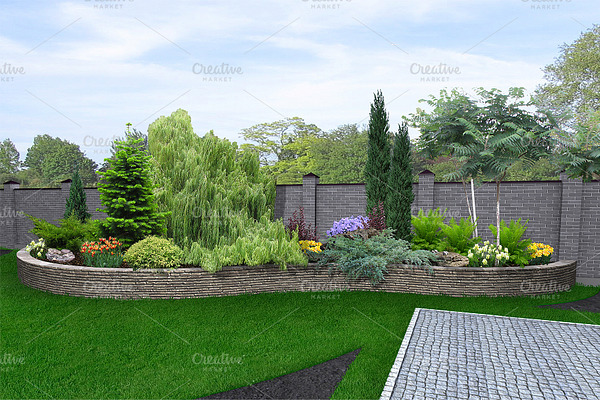 Front yard horticultural background