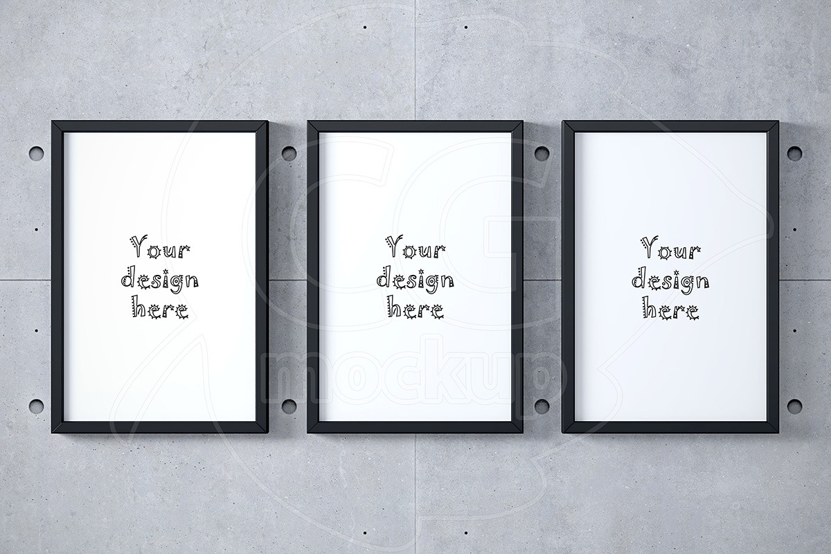 Black frame mockup concrete wall in Print Mockups - product preview 8
