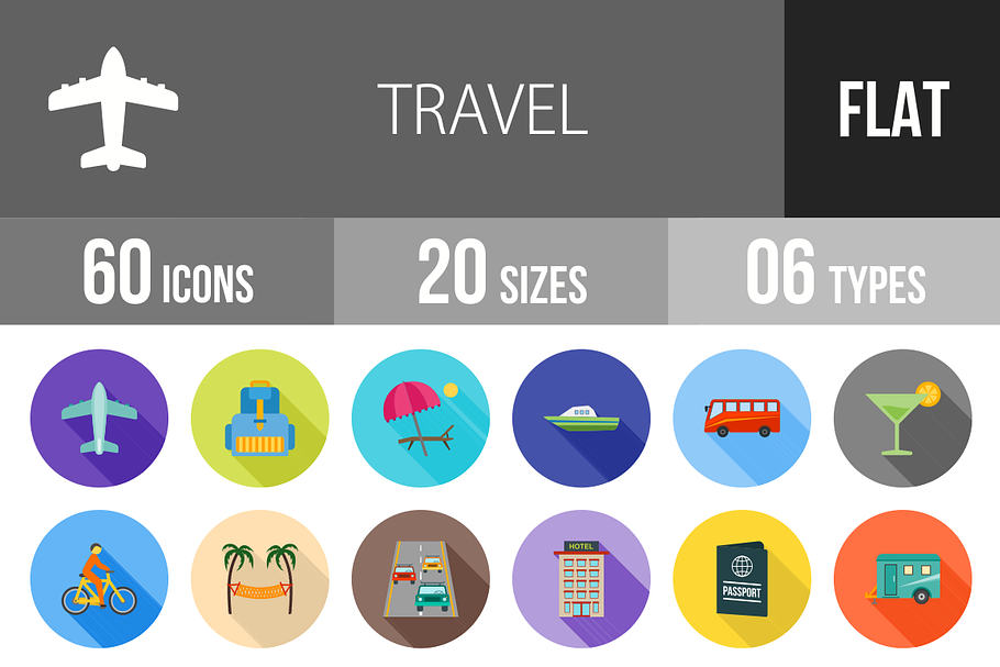 60 Travel Flat Shadowed Icons in Graphics - product preview 8