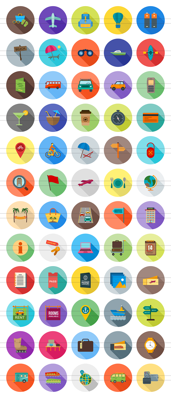 60 Travel Flat Shadowed Icons in Graphics - product preview 1