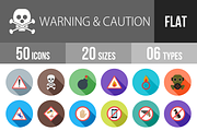 50 Warning Flat Shadowed Icons