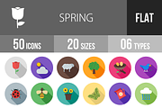 50 Spring Flat Shadowed Icons