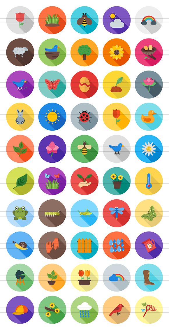 50 Spring Flat Shadowed Icons in Graphics - product preview 1
